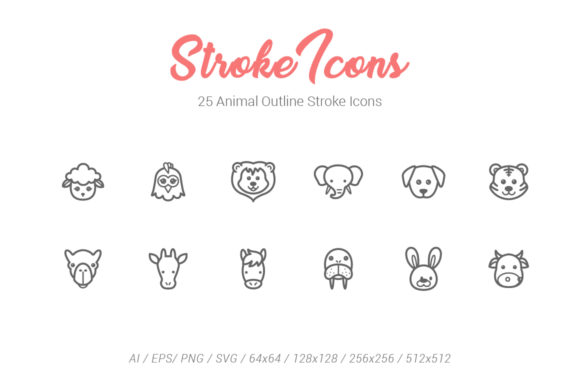 25 Animal Outline Stroke Icons: Clean Graphics & Versatile Icons