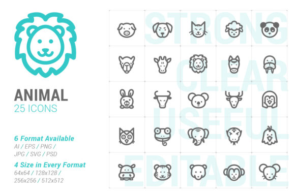 Animal Pet Strong Line Icon: Graphics & Icons