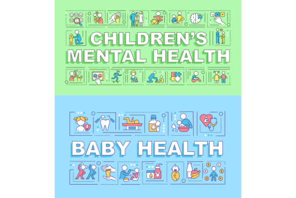 Baby Health Word Concepts Banner Bundle Graphics