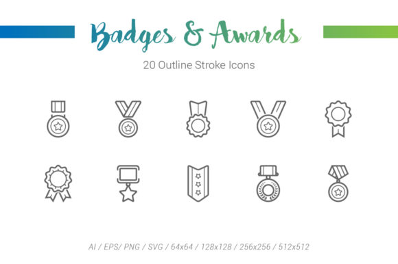 Badges Award Outline Stroke Icons Graphics