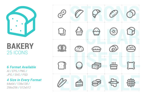 Bakery Sweet Strong Line Icon: Graphics & Icons for Branding