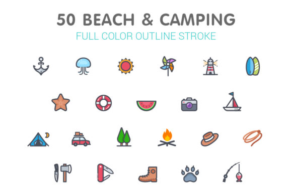 Beach Camping Full-Color Icon: Graphics & Icons for Warm, Lighthearted Branding