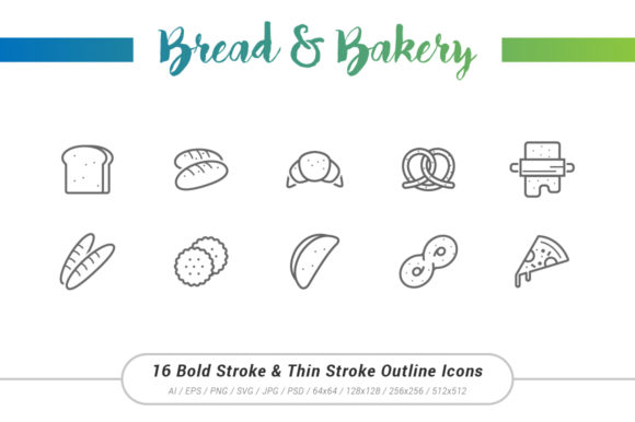 Bread Bakery Outline Stroke Icons Graphics