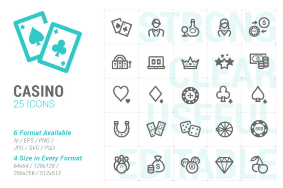 Casino Gambling Strong Line Icon: Graphics & Icons