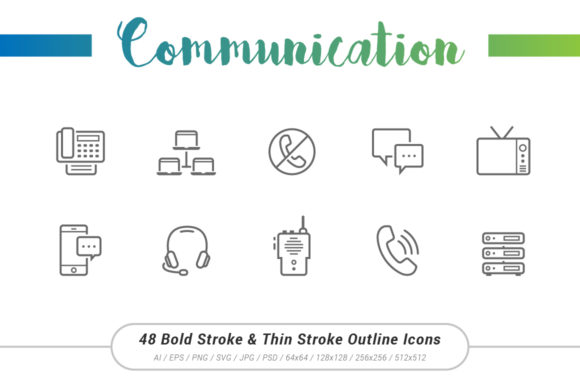 Communication Outline Stroke Icon Graphics & Icons