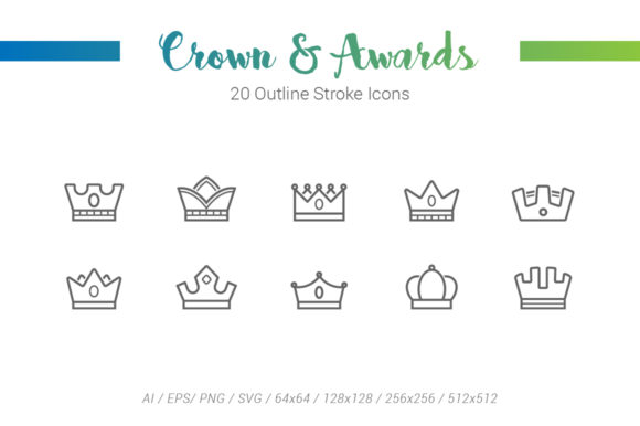 Crowns Award Outline Stroke Icons Graphics