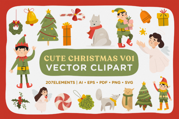 Cute Christmas Vector Clipart Pack 1