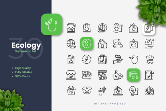 Ecology Icons Graphics for Digital Sellers