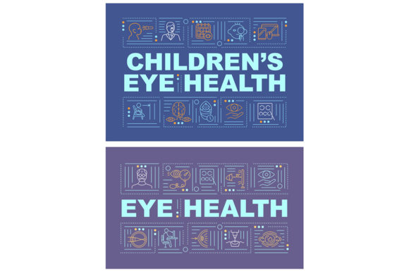 Eye Health Word Concepts Banner Set for Modern Web Design