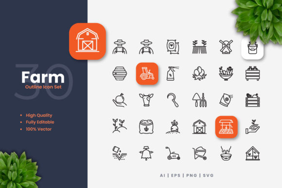 Farm Icons Graphics Enhance Editorial Design