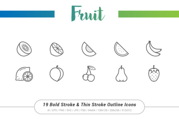 Fruit Outline Stroke Icons: Clean Graphics & Versatile Icons
