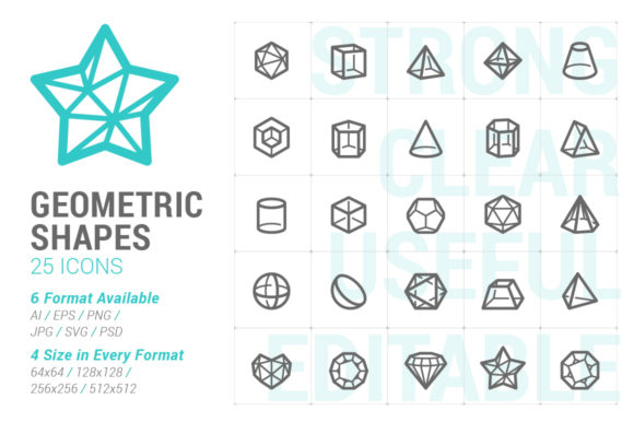 Geometric Shapes Strong Line Icon