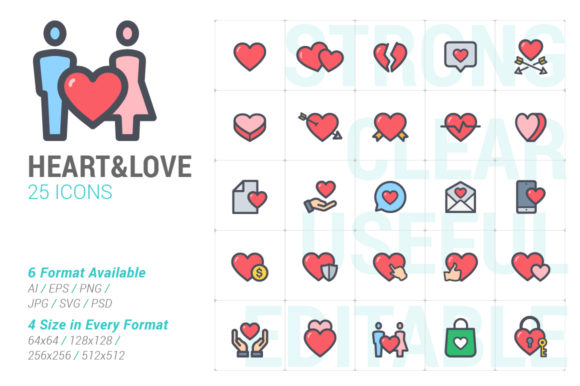 Heart Love Full Color Icon: Graphics & Icons for Local Branding