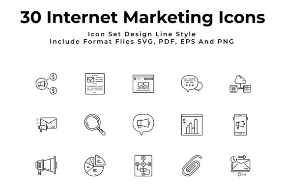 Internet Marketing Icon Set Line Style Graphics & Icons