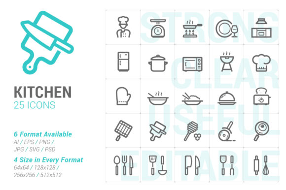 Kitchenware and Utensil Strong Line Icon