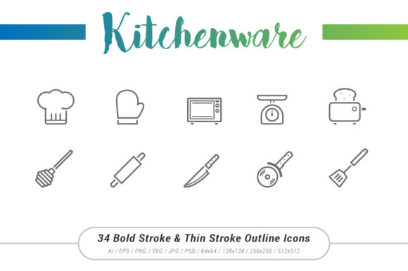 Kitchenware Outline Stroke Icon: Clean Graphics & Versatile Icons