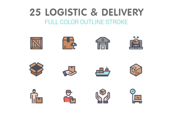 Logistic Delivery Line with Color Graphics & Icons