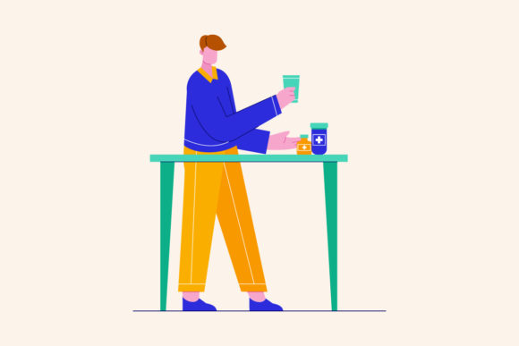 Man is Taking Medicine Graphics