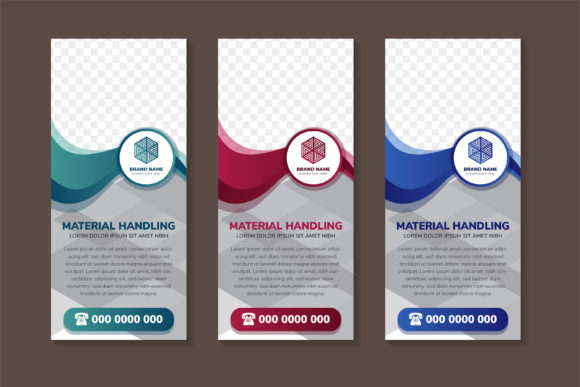 Material Handling Vertical Banner Graphics for Print Templates