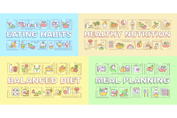 Meal Planning Word Banner Bundle for Modern Branding