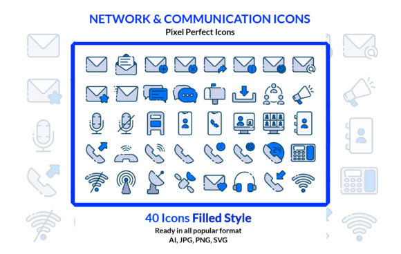 Network Communication Icon Set Filled Graphics & Icons