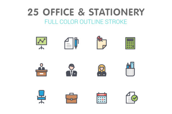Office Stationery Line with Color: Graphics & Icons for Warm, Human-Centered Branding