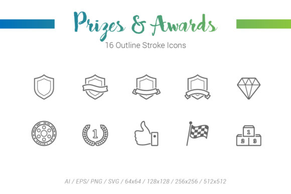 Prizes Award Outline Stroke Icons: Clean Graphics & Versatile Icons