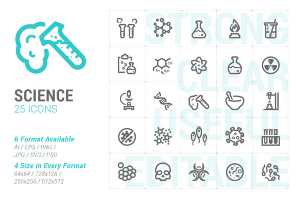 Science and Virus Strong Line Icon Graphics & Icons