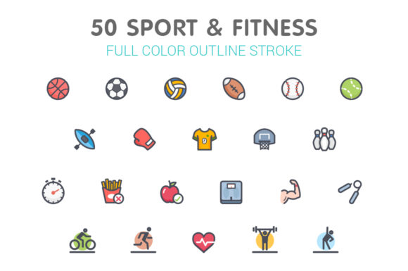 Sport Fitness Full-Color Icon Graphics