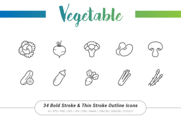 Vegetable Outline Stroke Icon Graphics & Icons