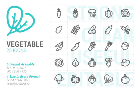 Vegetable Strong Line Icon: Graphics & Icons for Brand Clarity