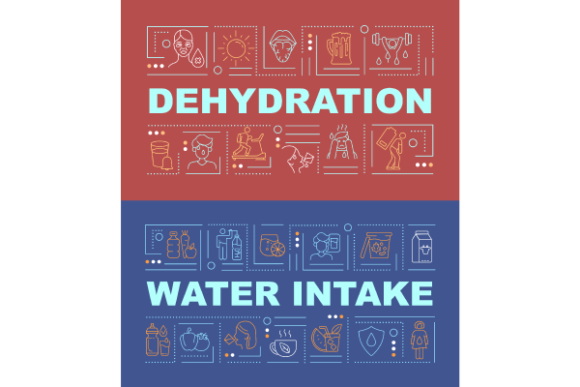 Water Consumption Word Banners Bundle Graphics