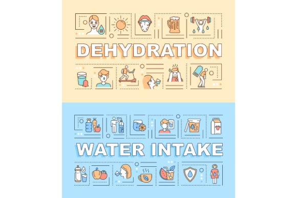Water Intake Word Concepts Banner Bundle Graphics