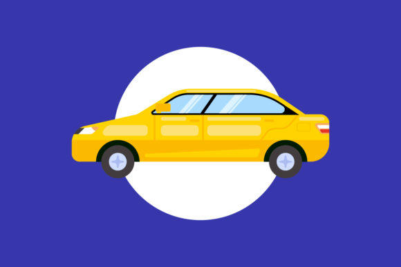 Yellow Saloon Car Vector for Modern Branding
