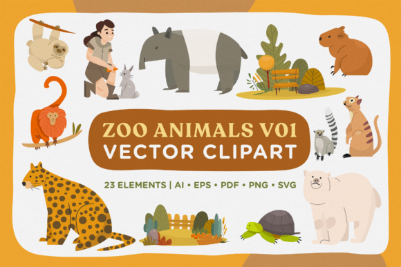 Zoo Animal Vector Clipart Pack 1 Graphics Review